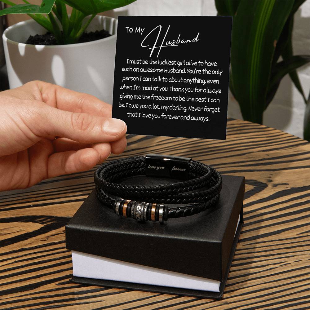 To My Husband |Gift for Husband |Great Gift for Him | Leather Bracelet | Bracelet Gift For Husband