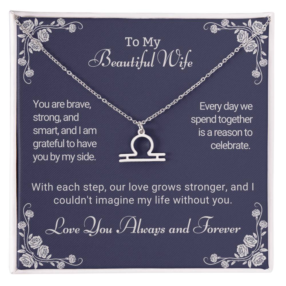 To My Wife | Gift from Husband |To My Beautiful Wife | Wife Birthday | Mother's Day |Valentine's Day | Anniversary Gift, Zodiac Symbol Necklace