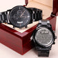 To My Husband. Engraved Black Chronograph Watch, Gift for Husband, Great for Birthdays, Anniversaries, Graduations.